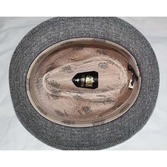 Stetson Tweed Fedora Wool Hat Size 7 1/4  black and white colorful feather - Picture 2 of 10
